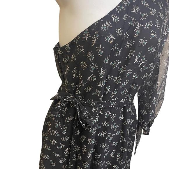 Collective Concept Womens One Shoulder Flora Ruffle Cocktail Dress Black XS - Picture 8 of 13